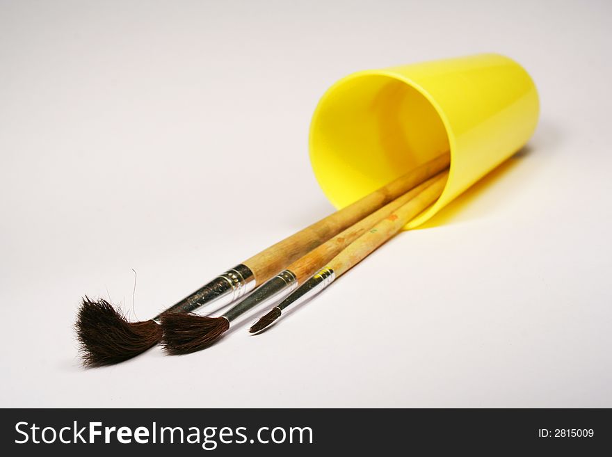 Brushes on white background abstract