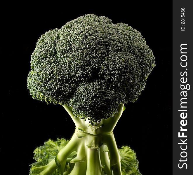 Broccoli on a black background