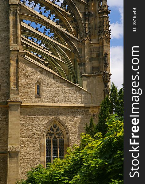 Gothic pinnacles of st. Barbora church in Kutna Hora (Czech republic)