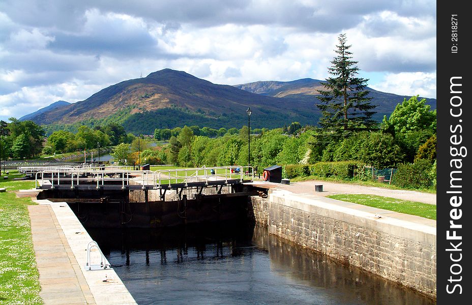 A series of locks at the southern end of the Caledonian Canal. A series of locks at the southern end of the Caledonian Canal