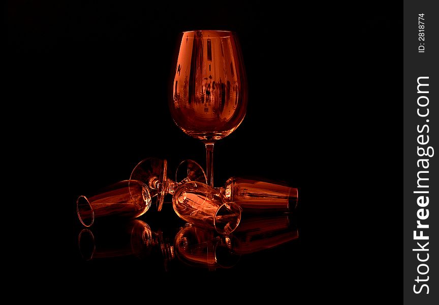 Red glass on black background. Red glass on black background