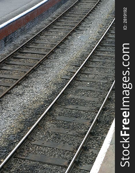 A section of railway track. A section of railway track