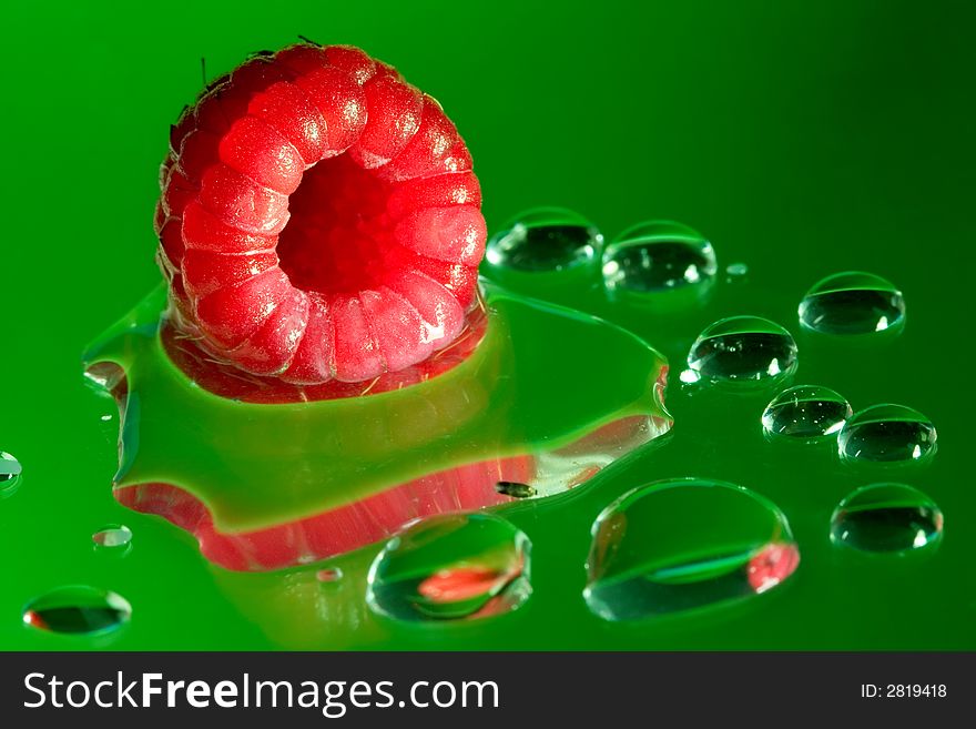 Close-up of a fresh raspberry