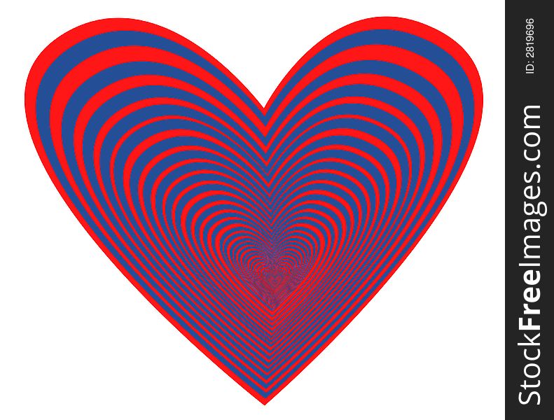 A red&blue heart in a white background