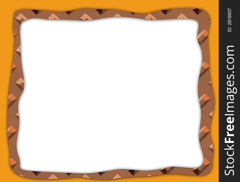 A designed background with wodden frames and orange background