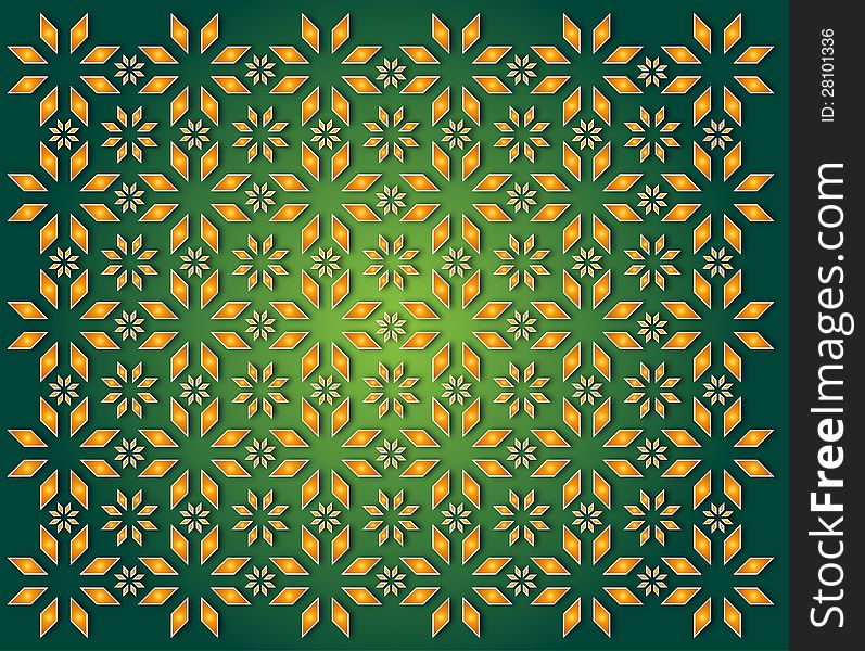 Green background of golden Christmas Star