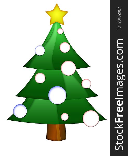 Christmas tree with star and decorations