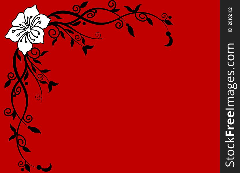 Vector floral designs on red background
