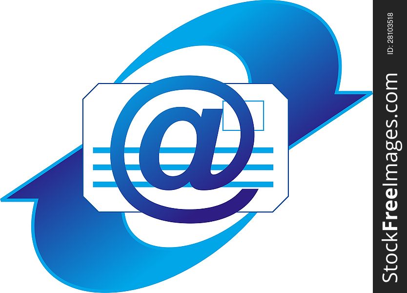 Email Icon, Blue Color, Isolated Background