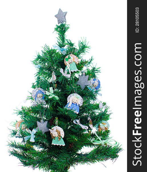 Little xmas tree with handmade decorations