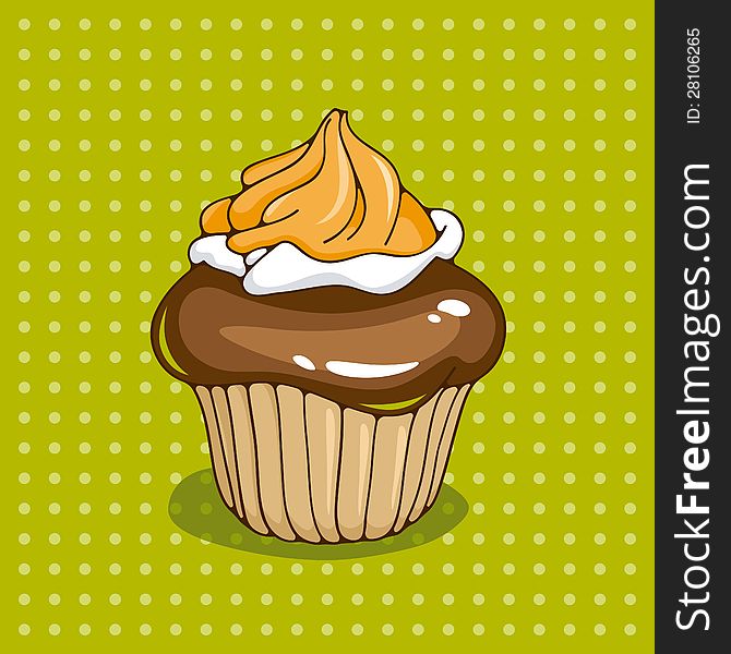 Cupcake, sweet dessert, vector illustration