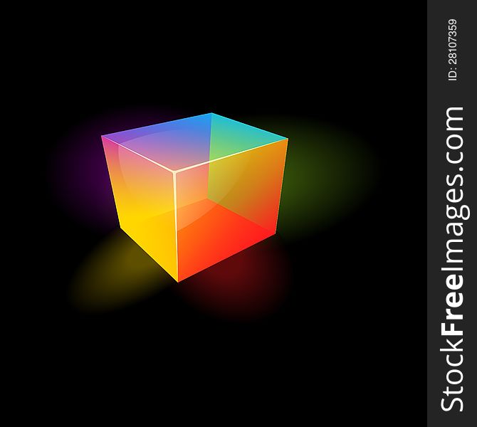 Vector illustration of a color glass cube. Vector illustration of a color glass cube