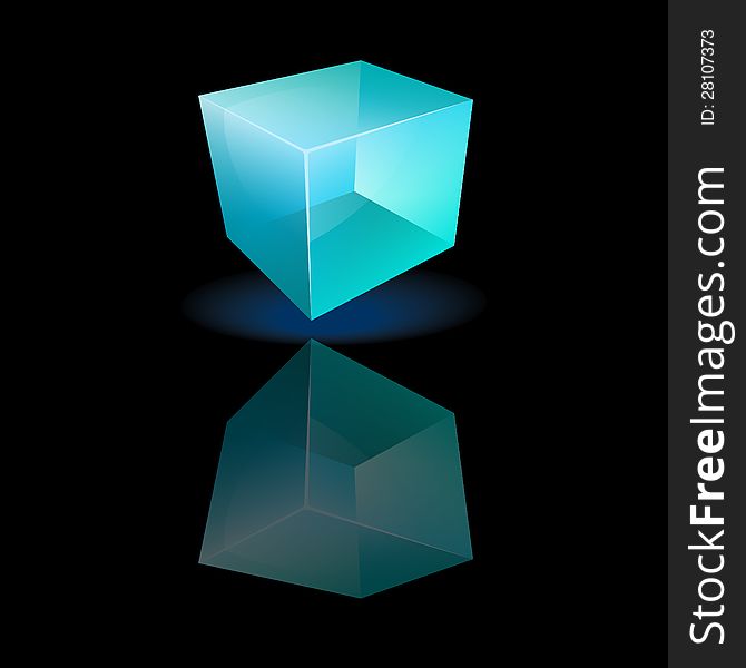 Vector illustration of a blue glass cube. Vector illustration of a blue glass cube