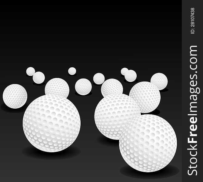 Vector illustration of golf balls on black background