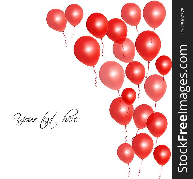Vector illustration of red glossy balloons on white background. Vector illustration of red glossy balloons on white background