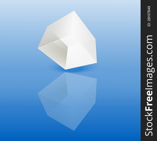 Vector illustration of a white glass cube. Vector illustration of a white glass cube