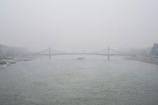 Budapest, Liberty Bridge In Fog Royalty Free Stock Photography