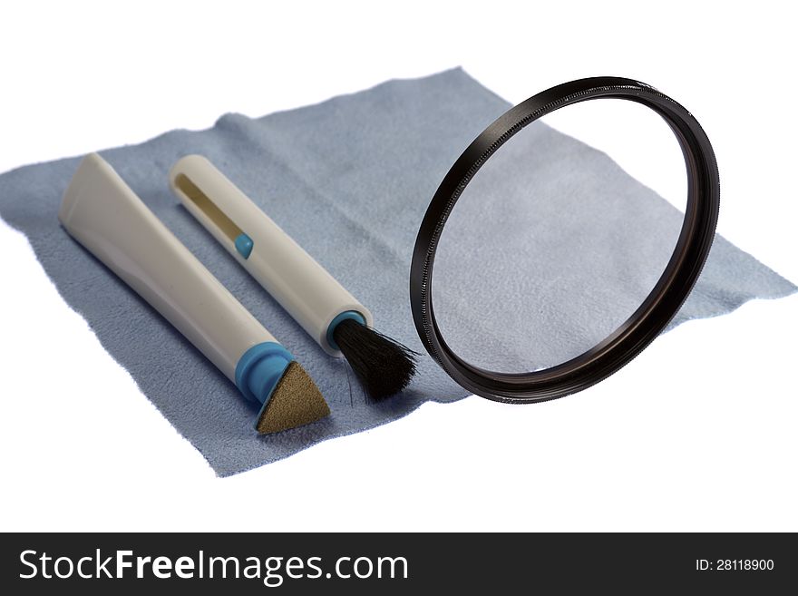 Lens pen for cleaning your lens and filter isolated on white. Lens pen for cleaning your lens and filter isolated on white.