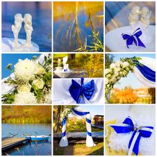 Wedding Collage In Blue Stock Images