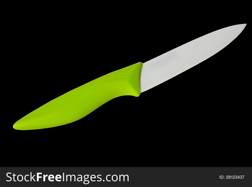 Ceramic knife isolated on black background, isolated