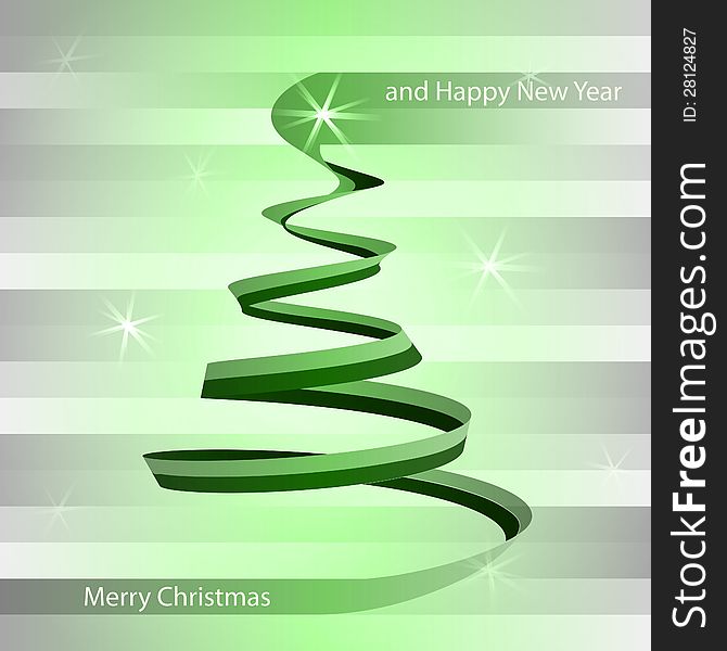 Christmas green alighted tree swirl on grey