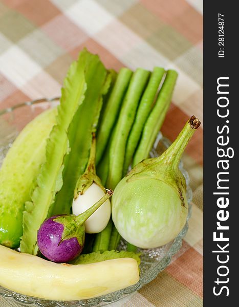 Side dishes of fresh vegetable in Thai style. Side dishes of fresh vegetable in Thai style.