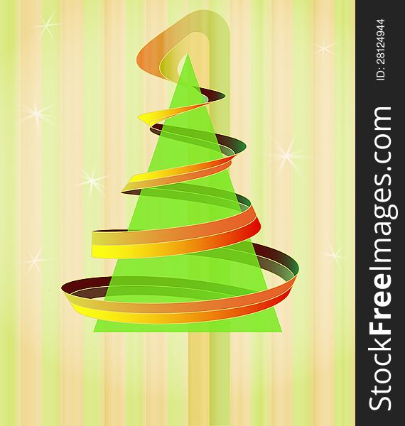 Tree triangle with swirl on vertical background