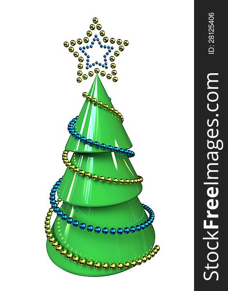Christmas tree with garlands isolated on white. Christmas tree with garlands isolated on white