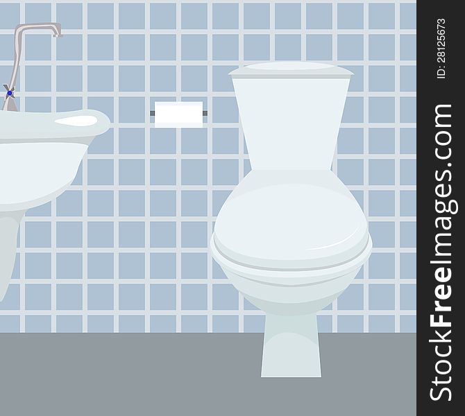 Vector illustration of Toilet with sink