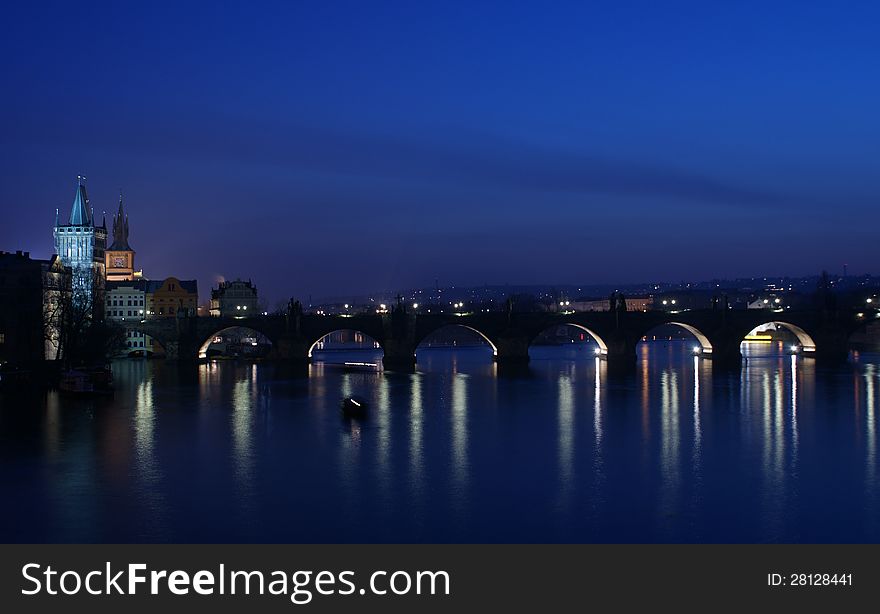 Charles Brige at Night in Prague