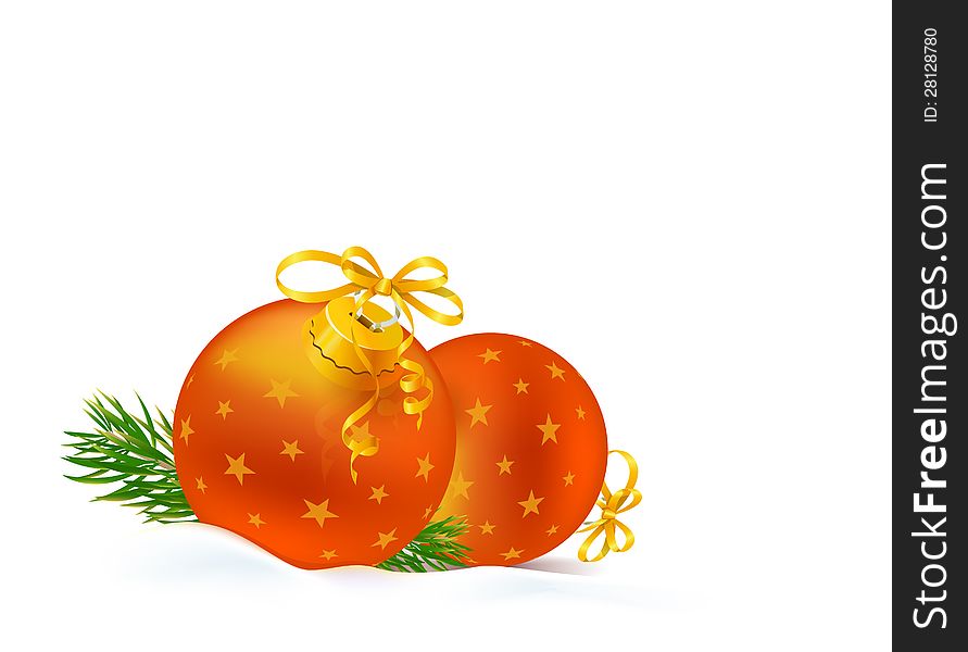 Vector background with christmas balls in the snow