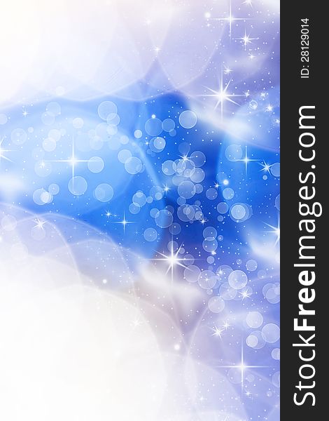 Blue abstract Christmas background with white snowflakes