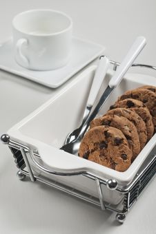Side Closeup View Of Biscuits In White Plate Royalty Free Stock Photo