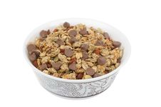 Homemade Granola With Chocolate Drops Isolated Stock Image Homemade Granola With Chocolate Drops Isolated Stock Image