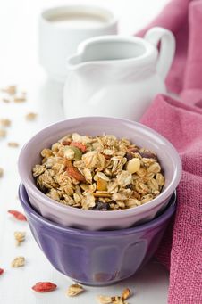 Homemade Granola With Goji Berries Royalty Free Stock Photography