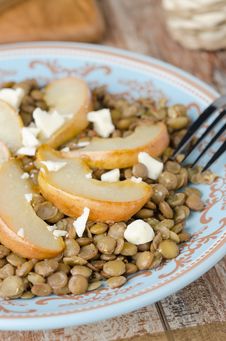 Lentil Salad With Caramelized Pears, Blue Cheese Stock Photography Lentil Salad With Caramelized Pears, Blue Cheese Stock Photography