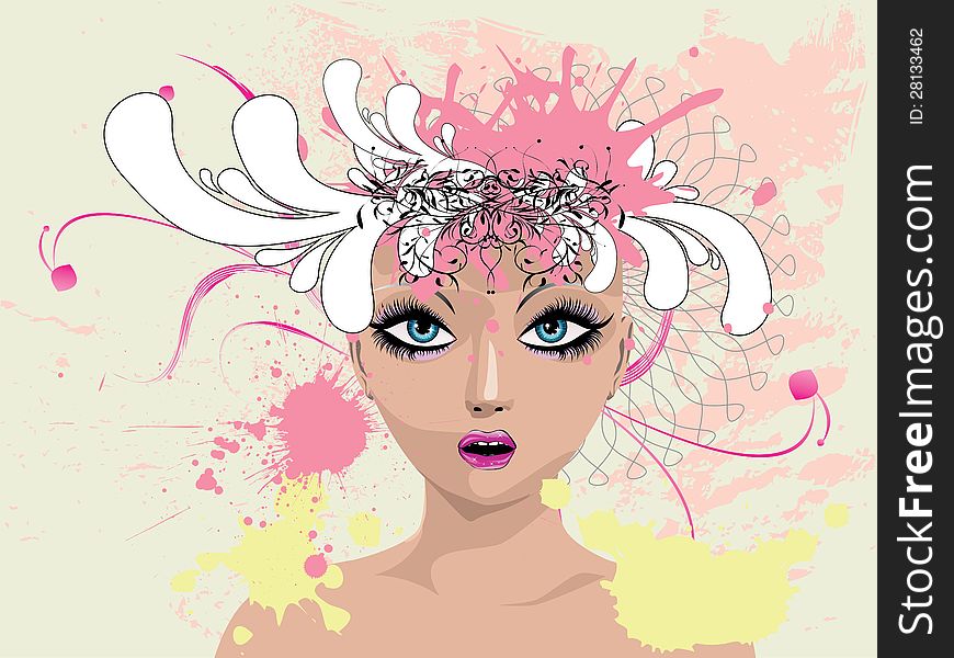 Illustration of abstract creative fashion portrait with floral. Illustration of abstract creative fashion portrait with floral.
