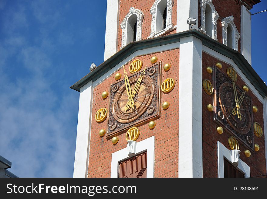 City clock, city of Orenburg, Southern Ural, Russia