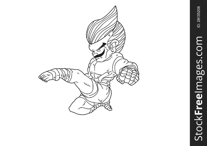 Muay Thai Boran : character cartoon 11 (jump front kick)