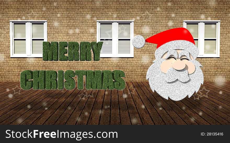 Merry Christmas with Santa Claus in grunge interior room