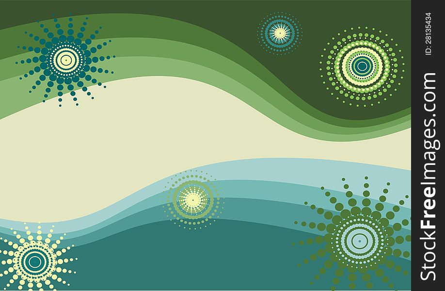 Wave background, green and blue vector illustration