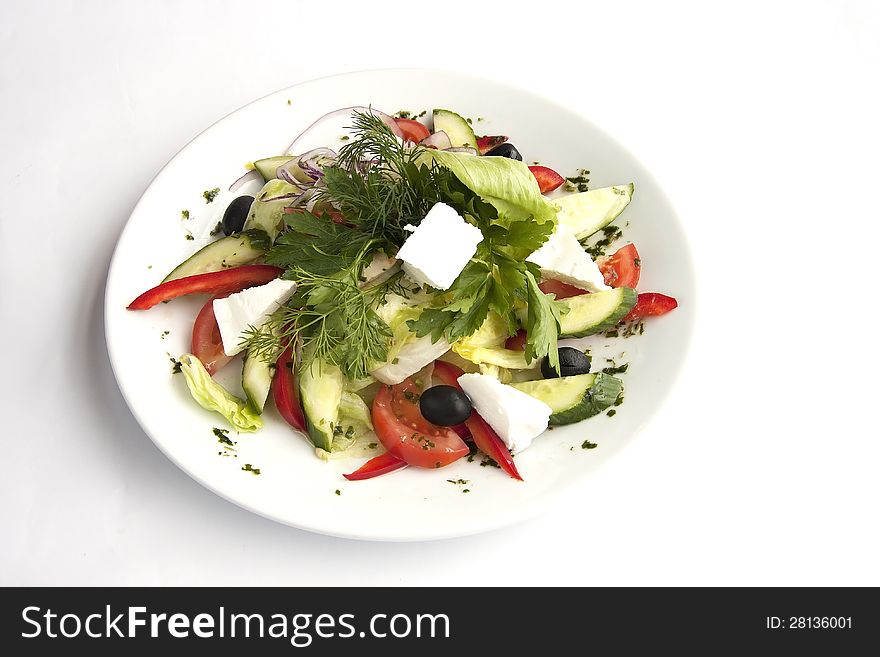 Fresh salad with vegetables and cheese Fetaki