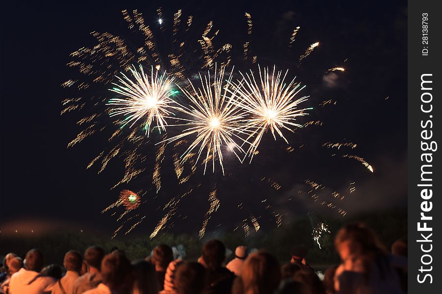 Fireworks in the night sky.