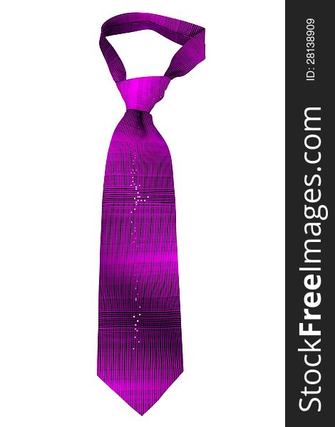 Purple striped necktie on a white background