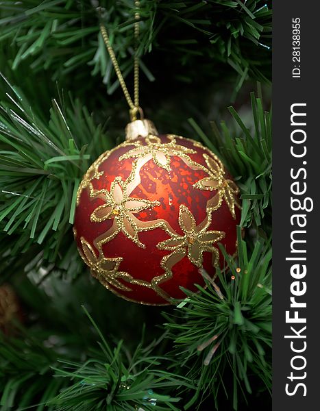 Christmas Tree Ornament .Christmas bauble on background tree