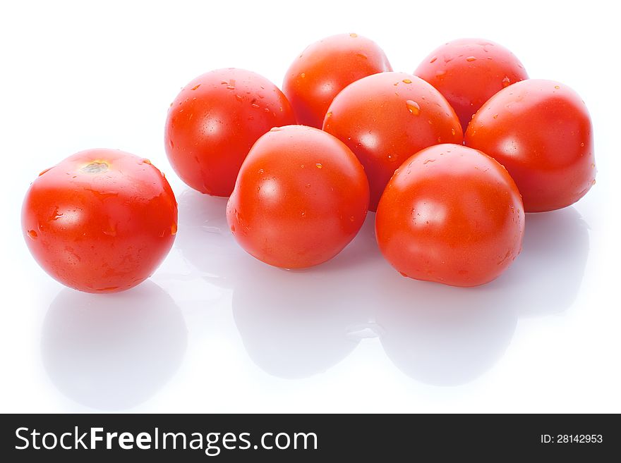 Picture of red tomatoes on a white, isolated background. Picture of red tomatoes on a white, isolated background