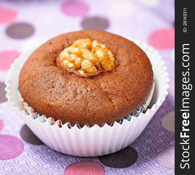 Chocolate cupcake with walnut