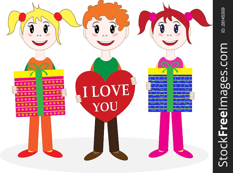 Stock Photo - Children holding gifts. Stock Photo - Children holding gifts