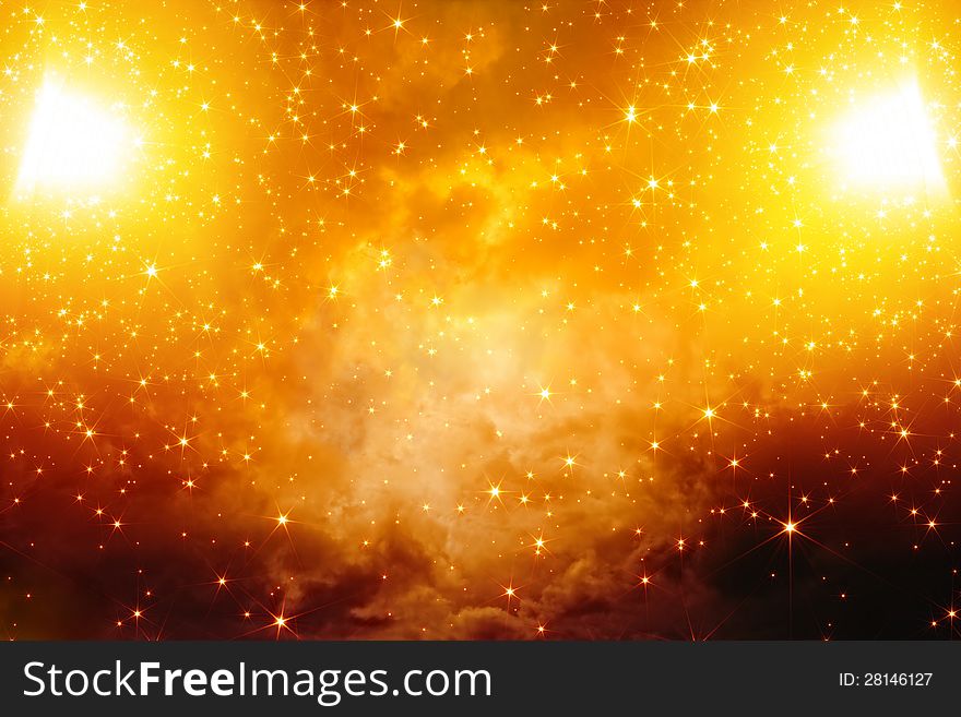 Abstract fantastic background - bright stars in red sky. Abstract fantastic background - bright stars in red sky