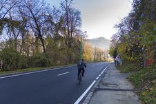 Bicyclist On Road Royalty Free Stock Photo Bicyclist On Road Royalty Free Stock Photo